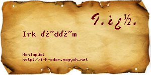 Irk Ádám névjegykártya
